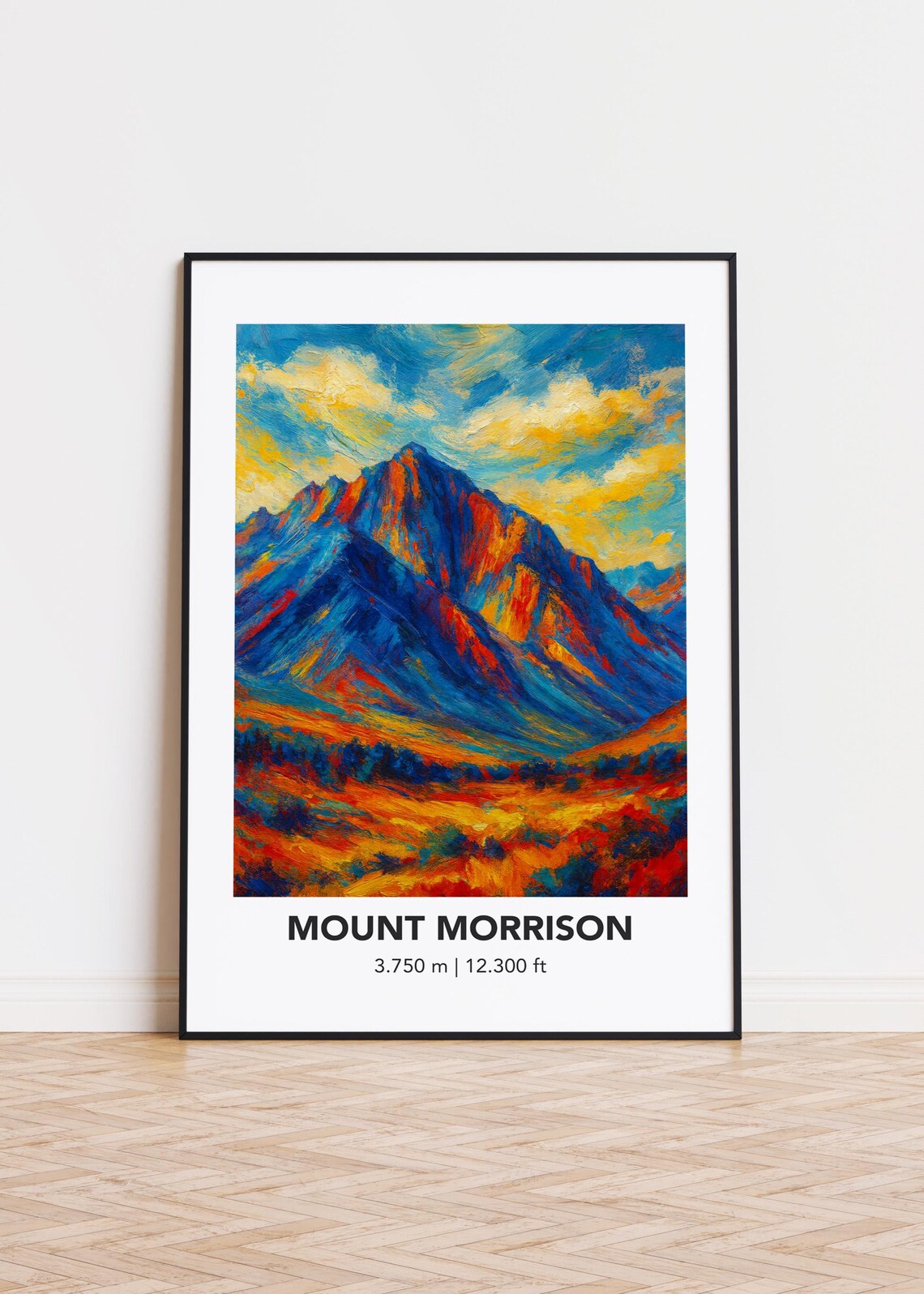 Mount Morrison Sunset Ridge Oil Painting Vibrant Mountain Poster Art