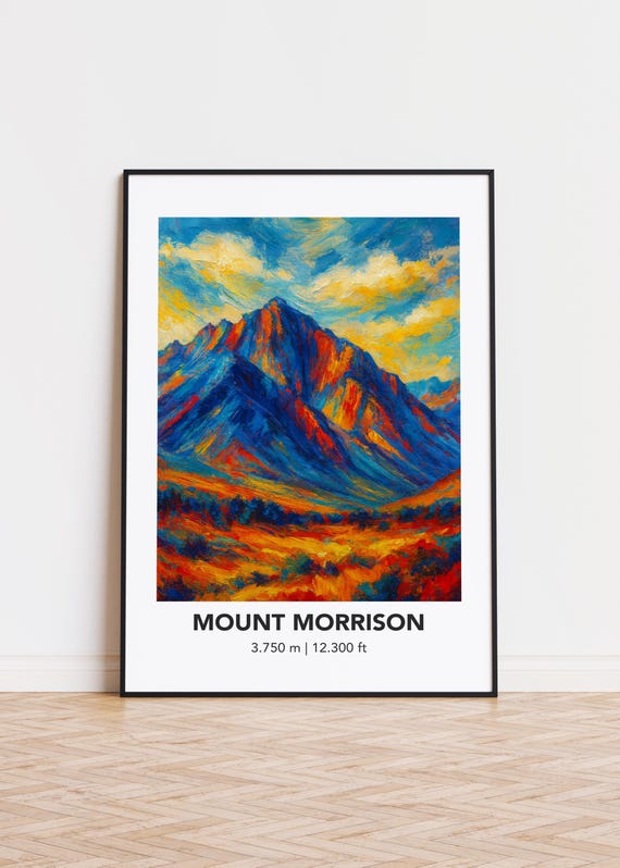 Mount Morrison Poster Mountain Print Modern Oil Painting Style Art