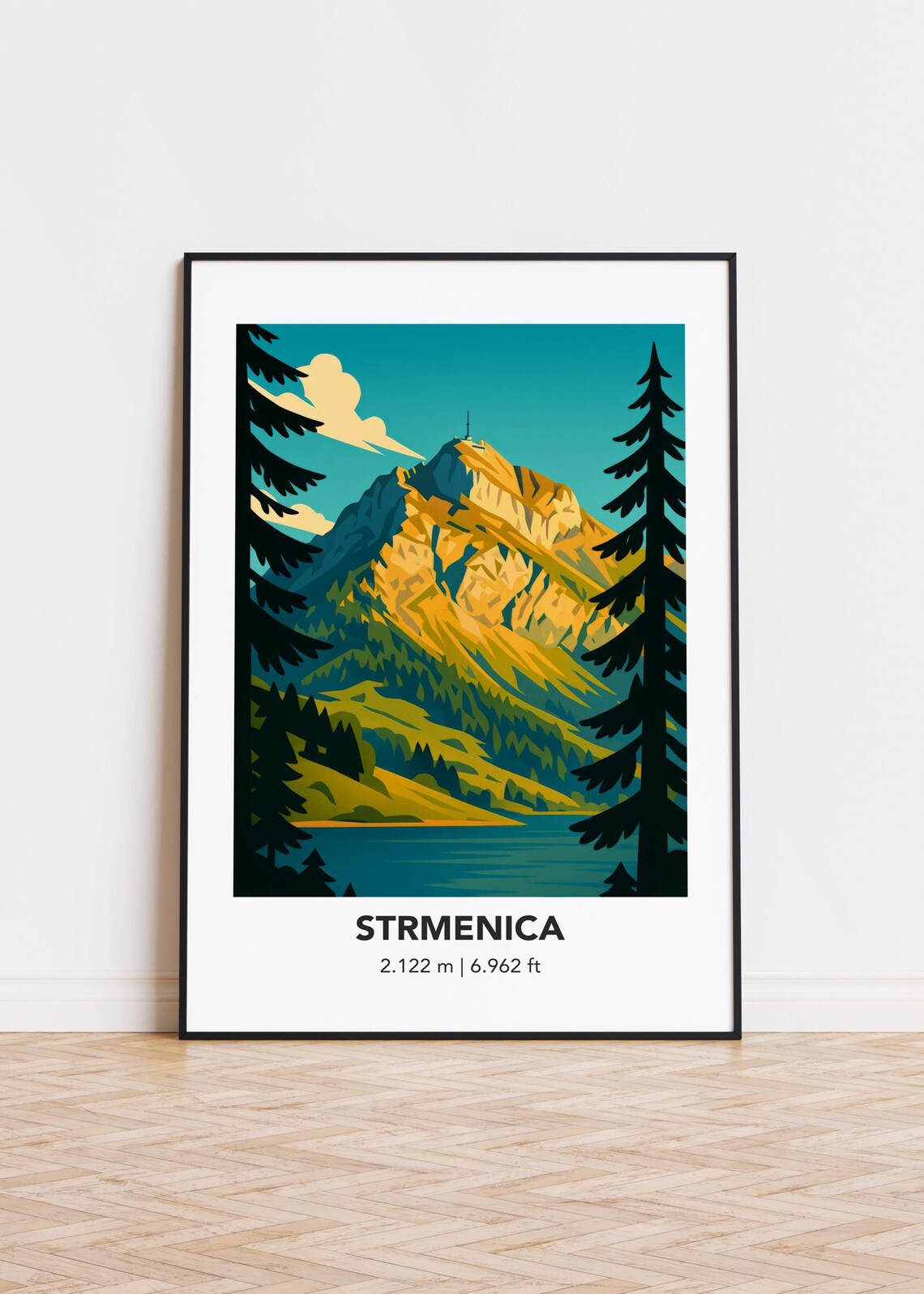 Strmenica Mountain, Modern Minimalist Art Poster
