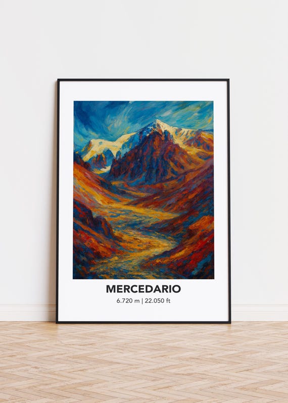 Mercedario Poster Mountain Print Modern Oil Painting Style Art