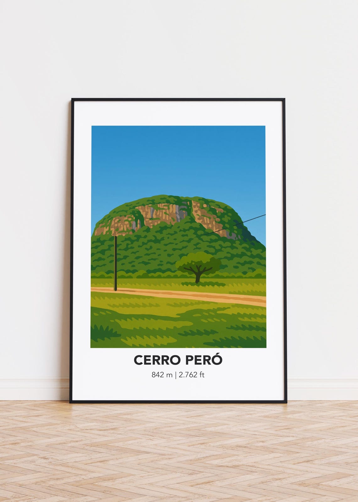 Cerro Peró Green Summit Mountain Illustration Travel Art Poster