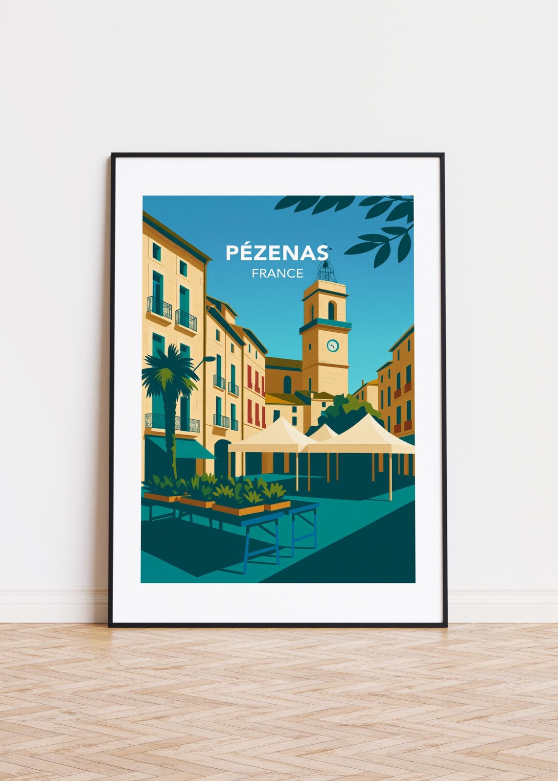 Pzenas France Modern City Illustration Poster