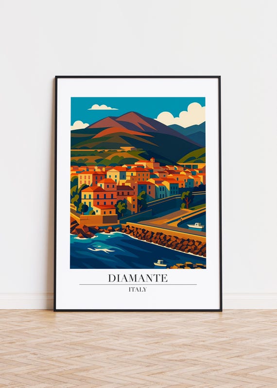 Diamante Italy Poster Cityscape Illustration Travel Art