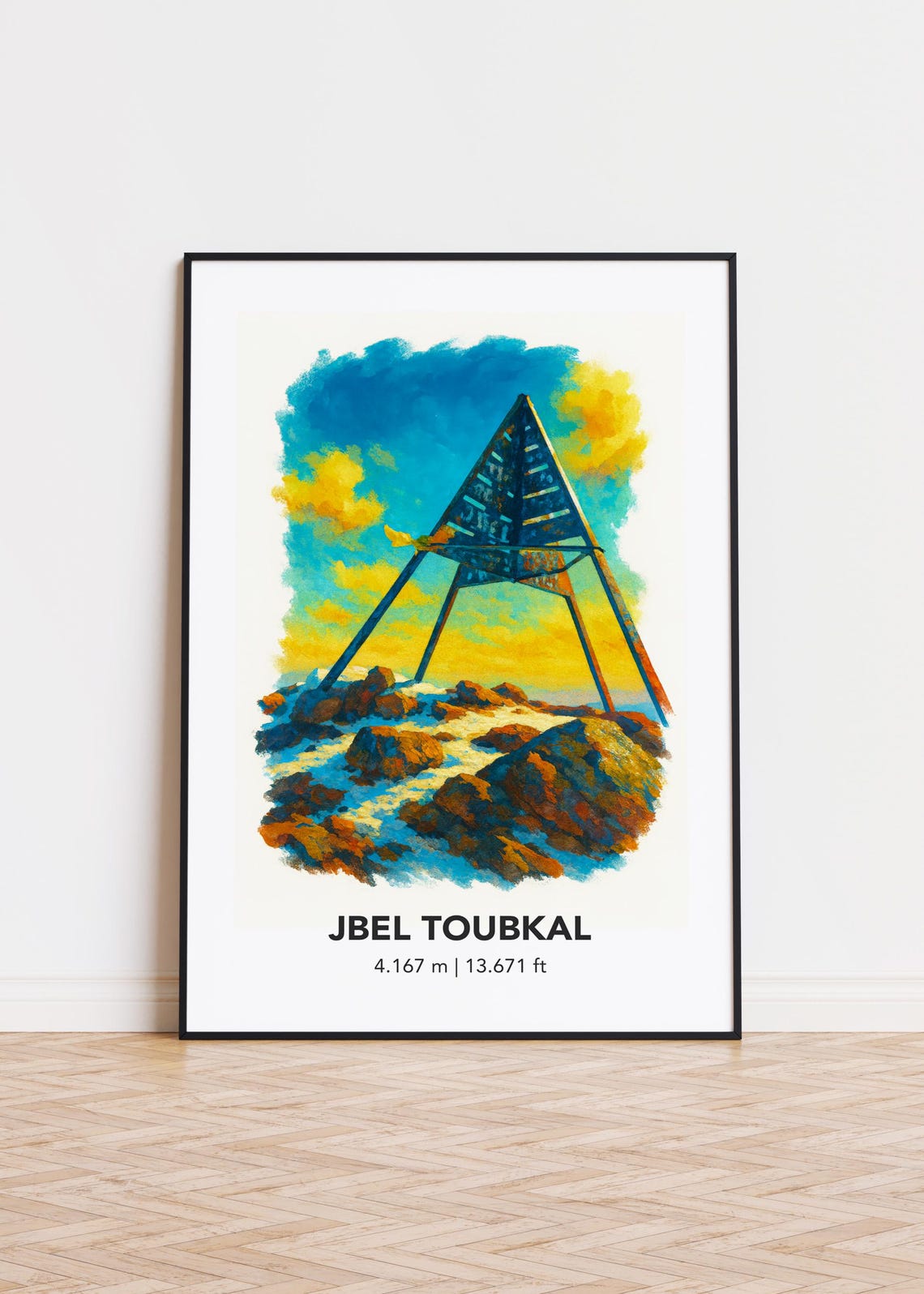 Jbel Toubkal Mountain Art Print, Modern Scandinavian Decor