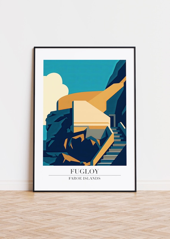 Fugloy Faroe Islands Poster Modern Scandinavian Art Print