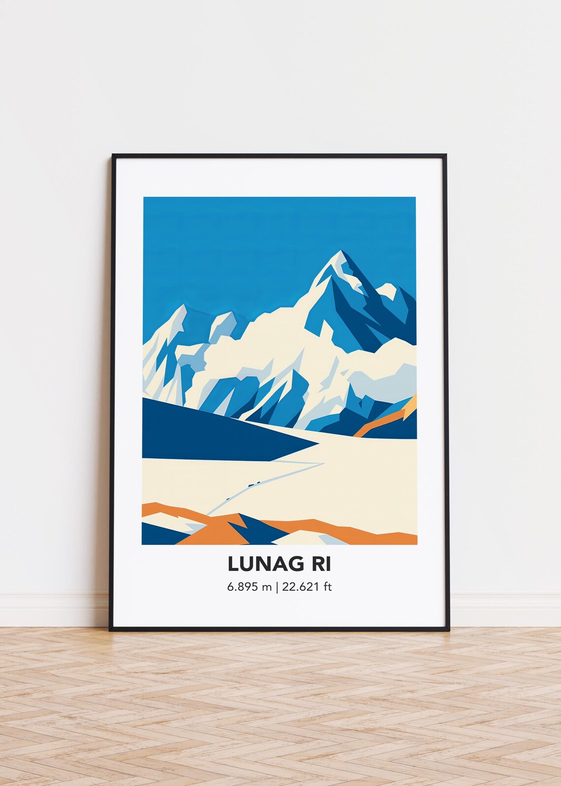 Lunag Ri Poster, Modern Mountain Illustration