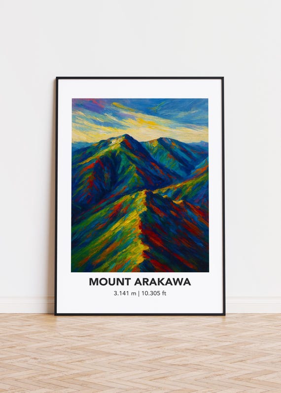 Mount Arakawa Poster Modern Oil Painting Style Mountain Art Print