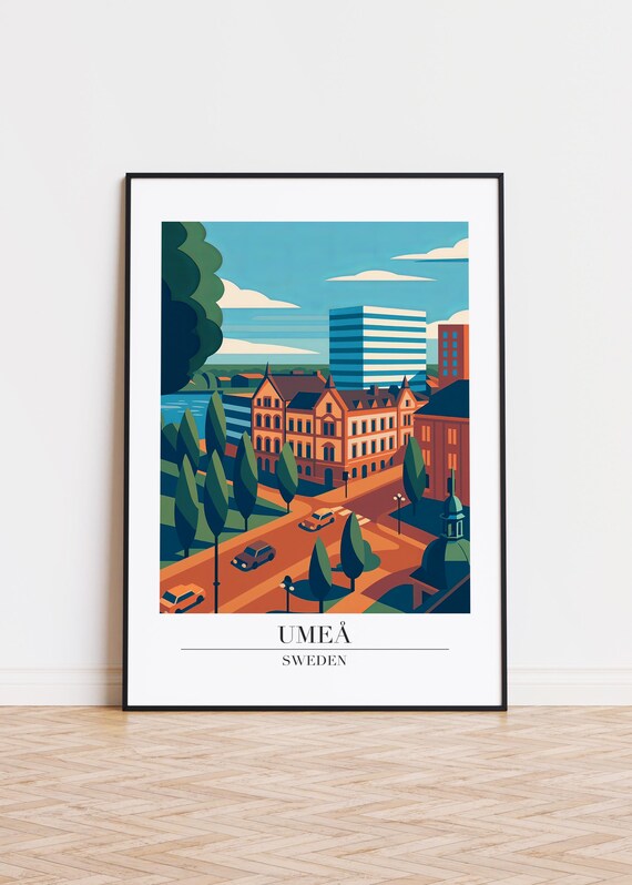 Ume Sweden Poster Modern Scandinavian Illustration Art