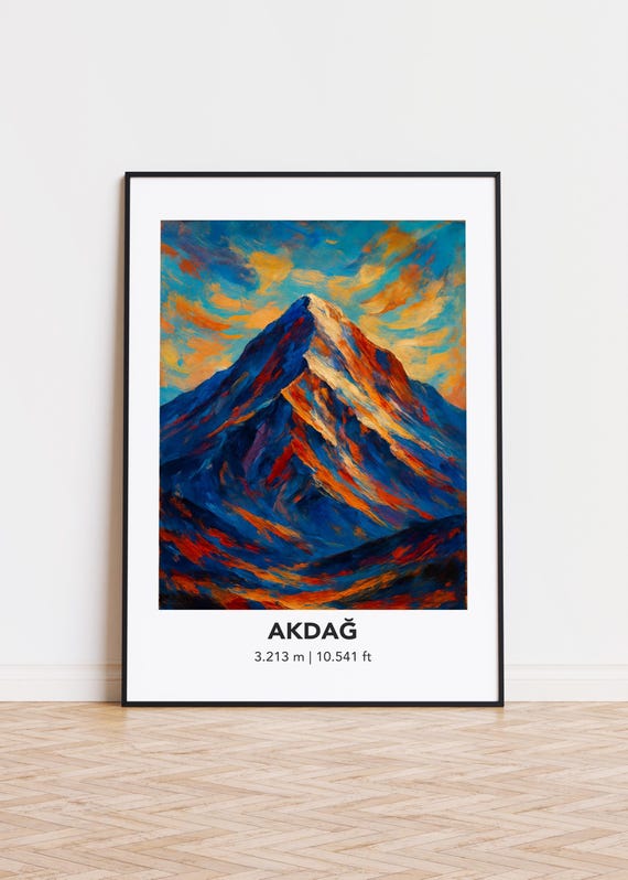 Akda Mountain Print Modern Oil Painting Style Art Poster