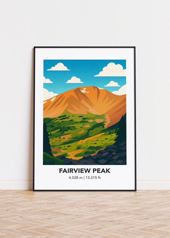 Fairview Peak Illustration Art Print Mountain Poster