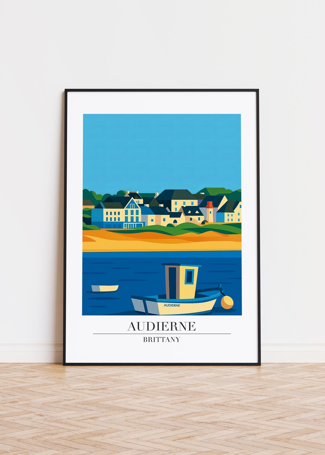 Audierne Brittany France Colorful Fishing Boat Coastal Travel Poster