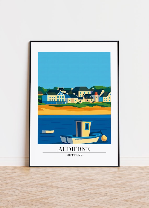 Audierne Brittany France Colorful Fishing Boat Coastal Travel Poster