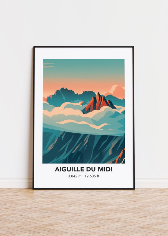 Aiguille Du Midi Mountain Print Modern Scandinavian Wall Art