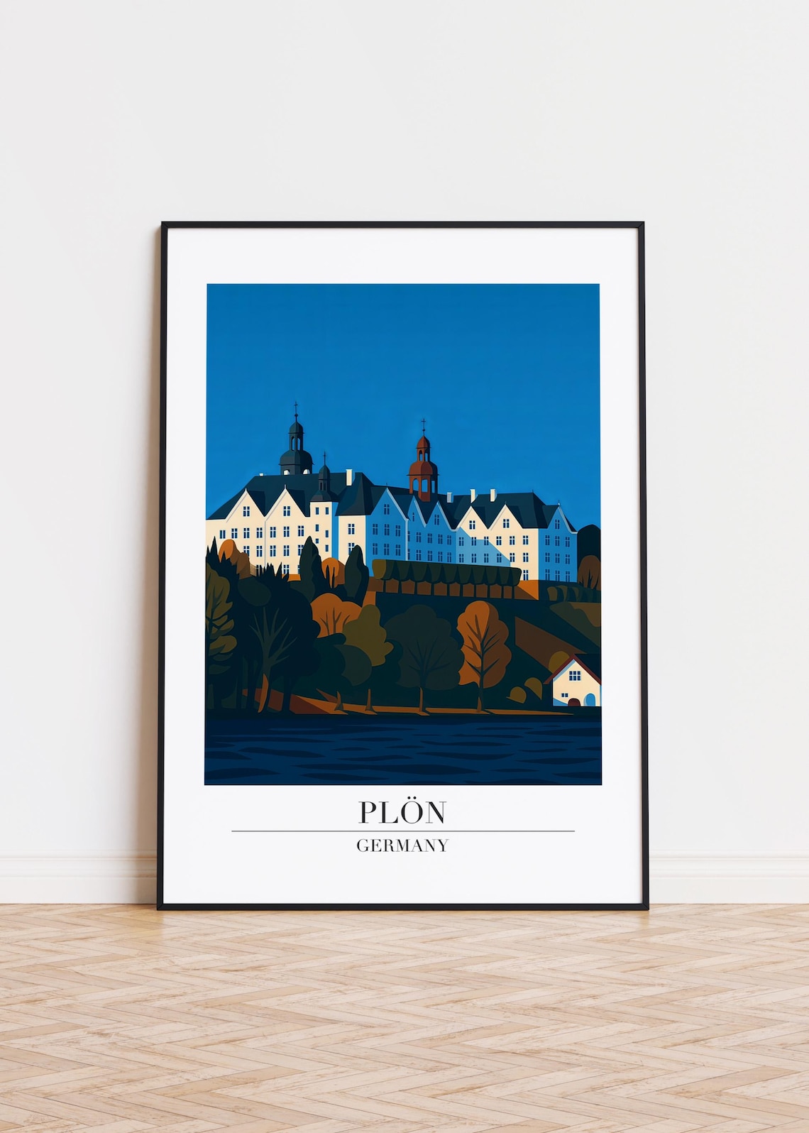 Plon Germany Grand Castle on the Lake Scenic Waterfront Travel Poster
