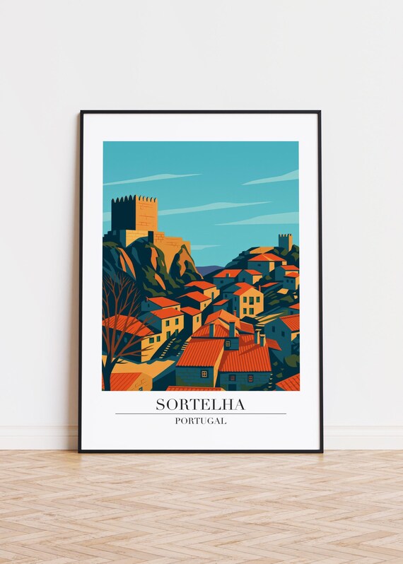 Sortelha Portugal Castle Hilltop Village Vintage Travel Poster