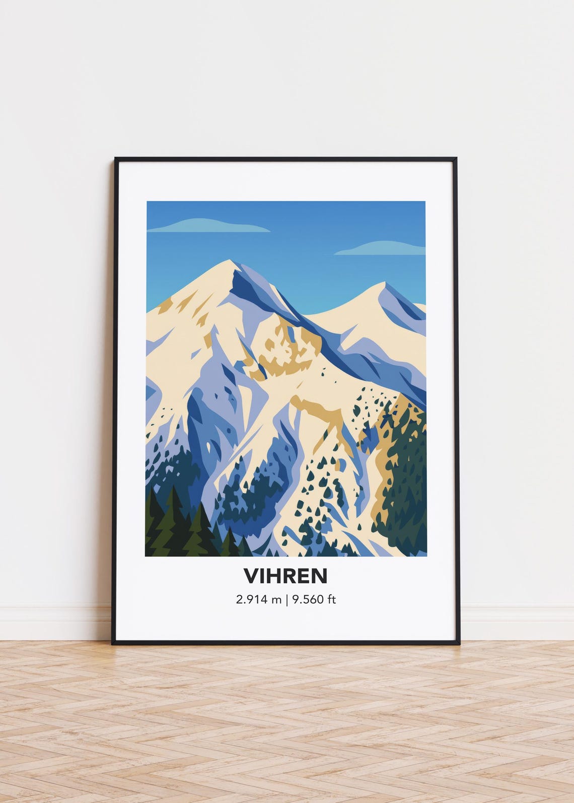 Vihren Poster Mountain Print Modern Minimalist Art