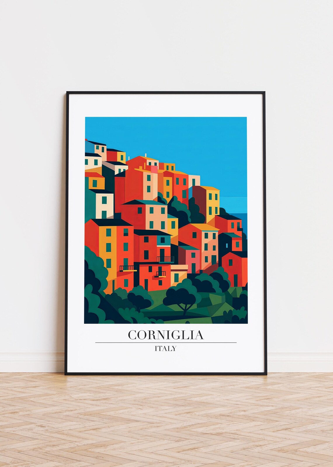 Corniglia Italy Colorful Village Hilltop Scenic Travel Poster Art