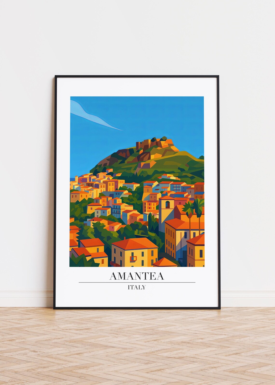 Amantea Italy Modern City Illustration Travel Poster