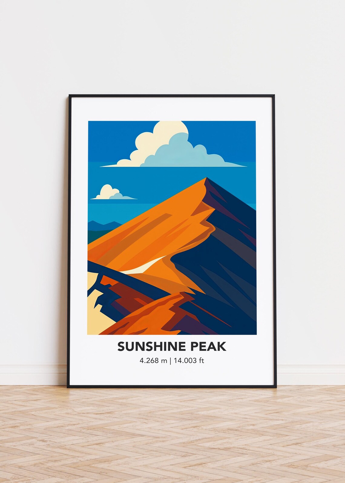 Sunshine Peak Minimalist Mountain Illustration Bold Color Poster