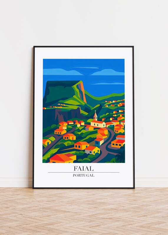 Faial Portugal Poster Modern Travel Illustration Art