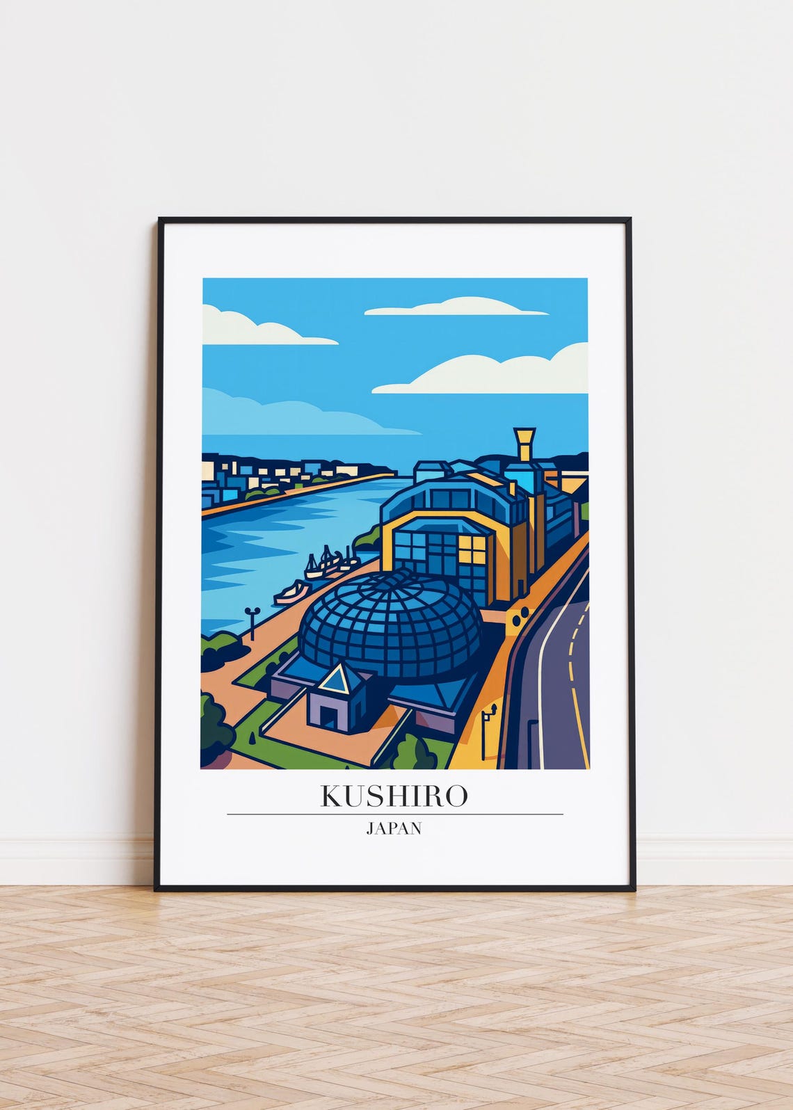 Kushiro Cityscape Poster Modern Minimalist Art Print