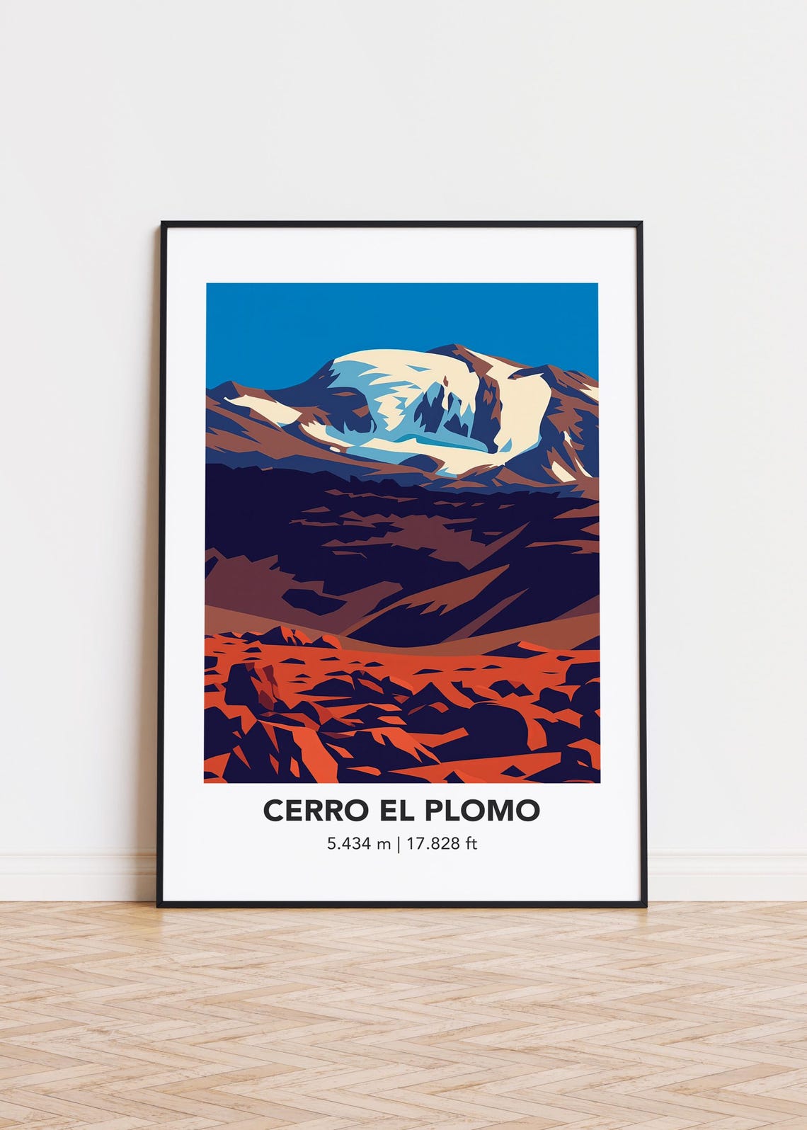 Cerro El Plomo Elevation Minimal Geometric Mountain Peak Art Poster