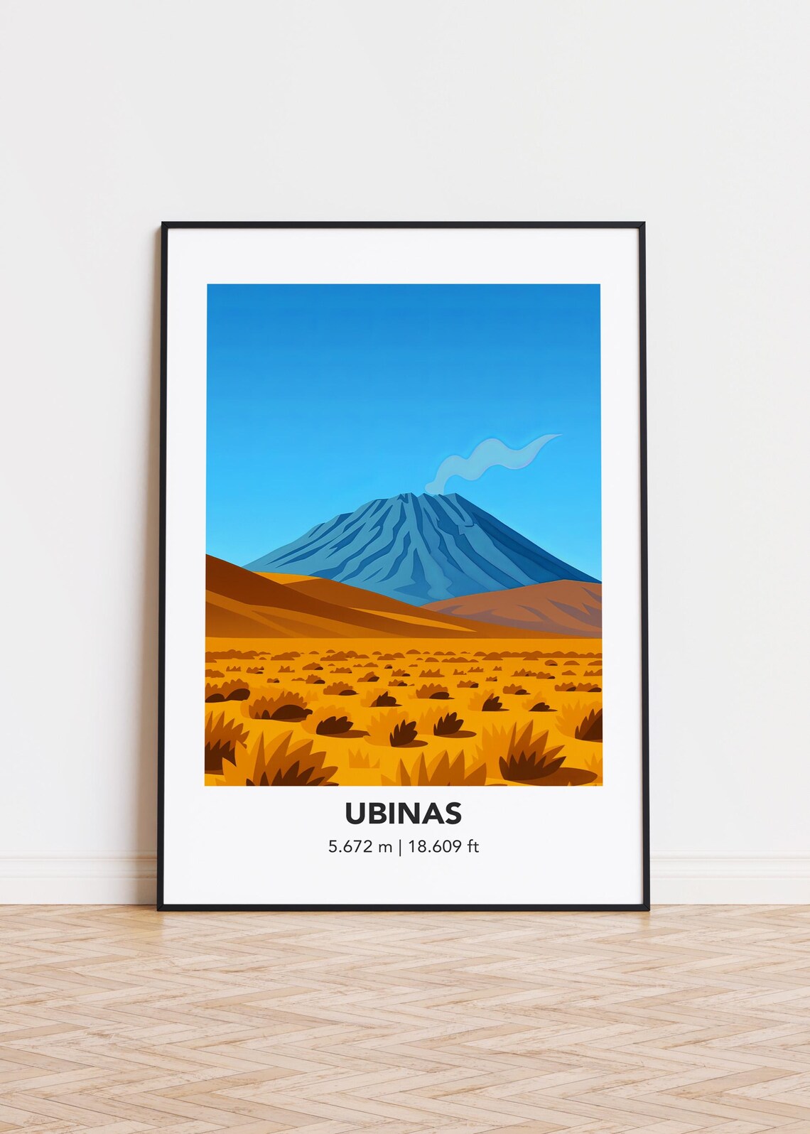 Ubinas Illustration Poster Print, Modern Mountain