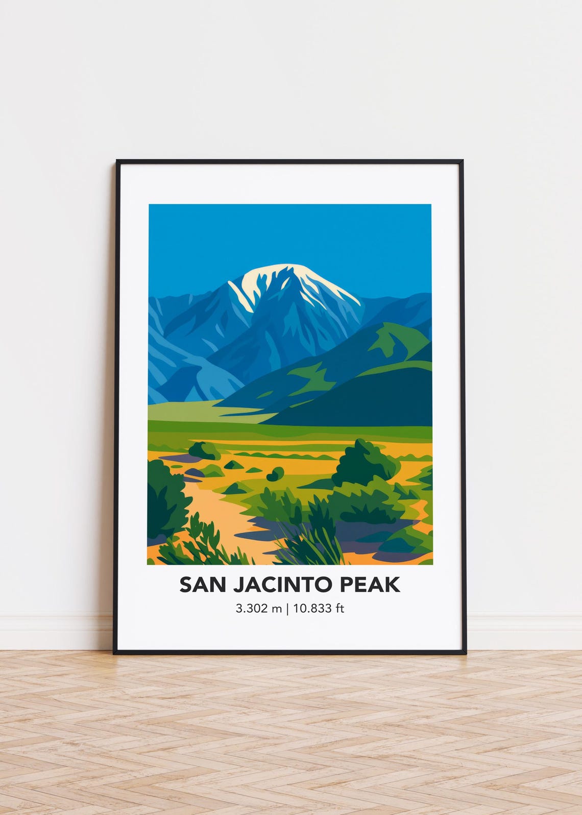 San Jacinto Peak California Minimalist Snowy Mountain Art Poster