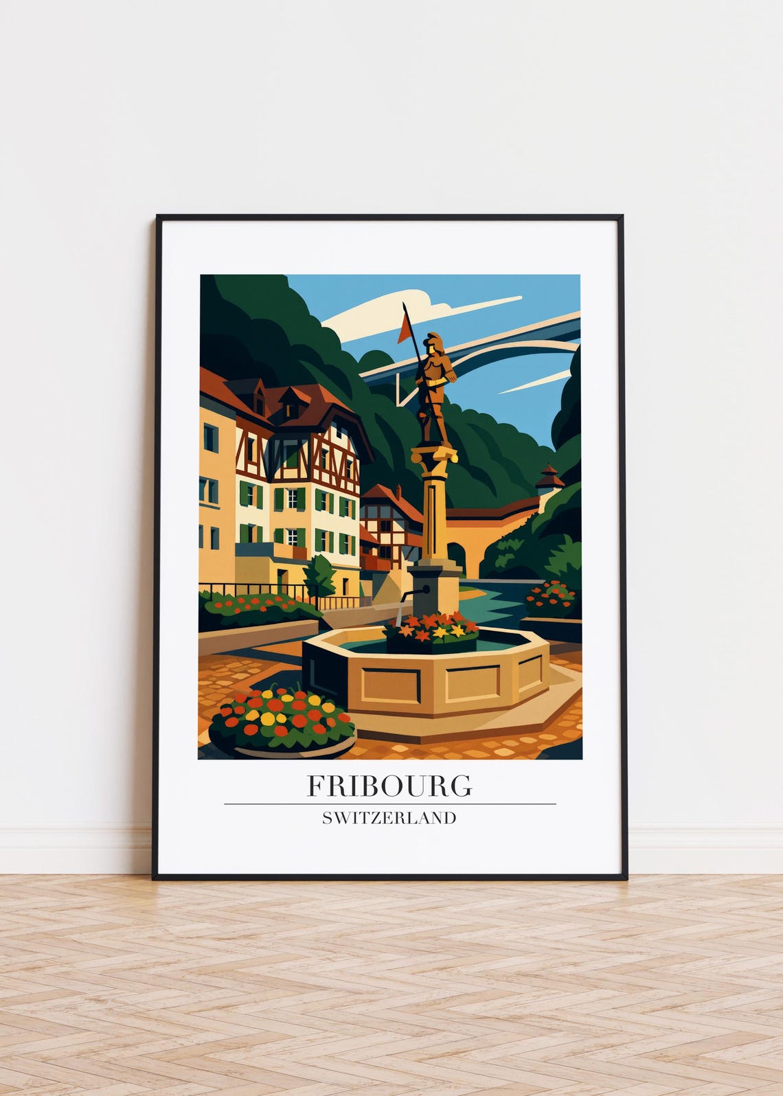 Fribourg Switzerland Poster City Skyline Art Print