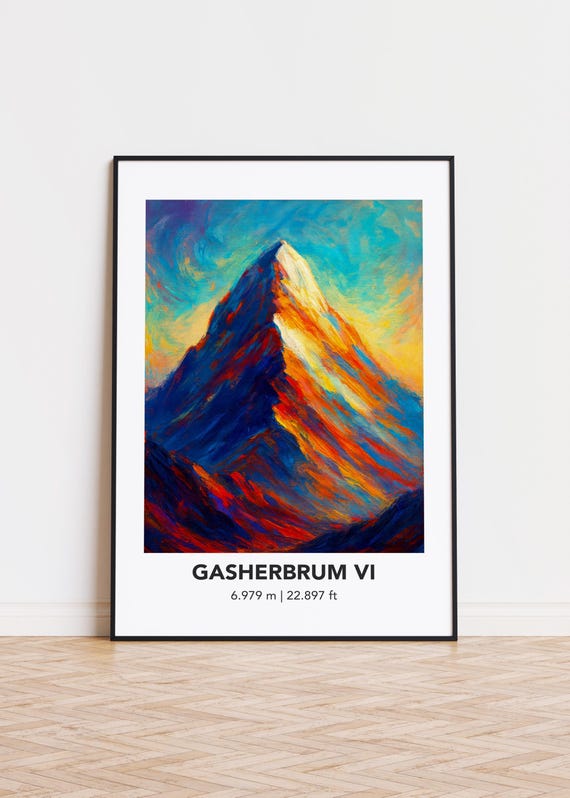 Gasherbrum Vi Poster Mountain Print Modern Oil Painting Style Art