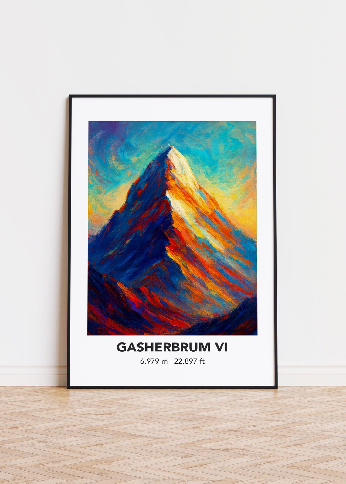 Gasherbrum VI Peak Vivid Sunset Oil Painting Landscape Poster