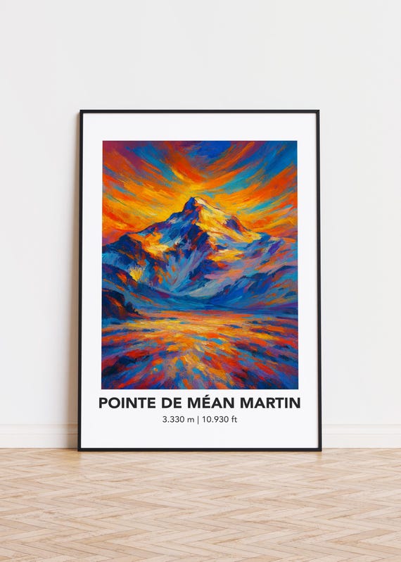 Mountain Art Print Pointe De Man Martin Poster Modern Oil Painting Style