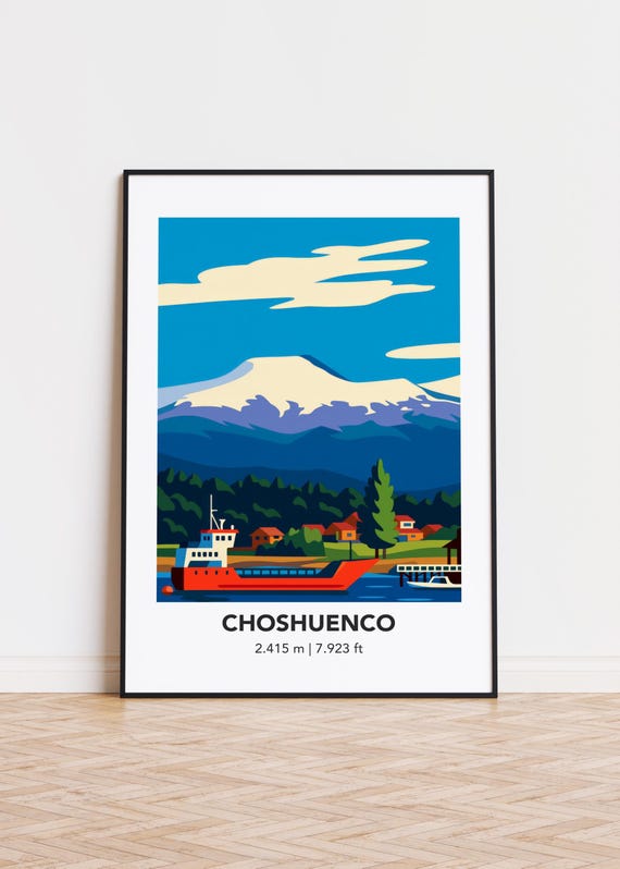 Choshuenco Mountain Print Modern Minimalist Art Poster