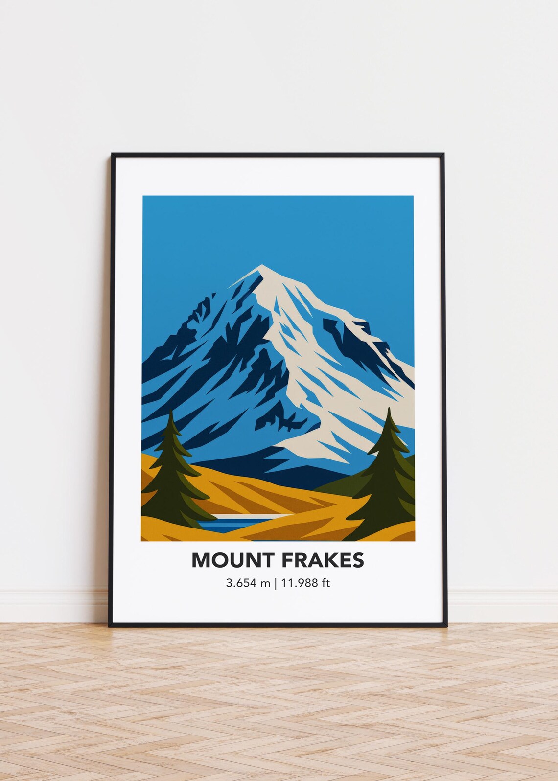 Mount Frakes Illustration Mountain Poster Print