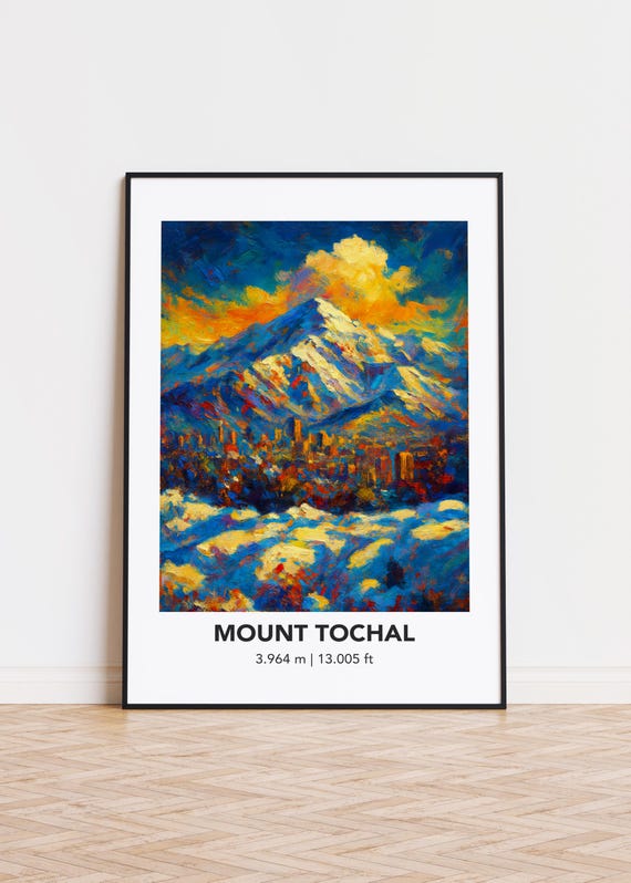 Mount Tochal Poster Mountain Print Modern Oil Painting Style Art