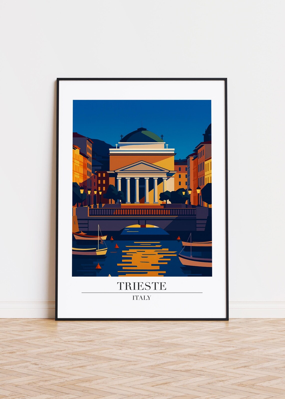 Trieste Italy City Skyline, Travel Poster