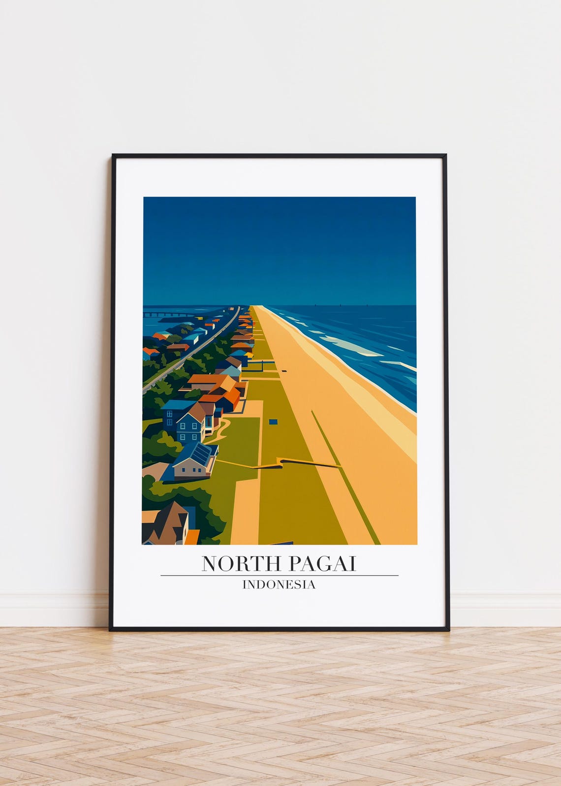 North Pagai Cityscape Poster Modern Indonesia Art Print