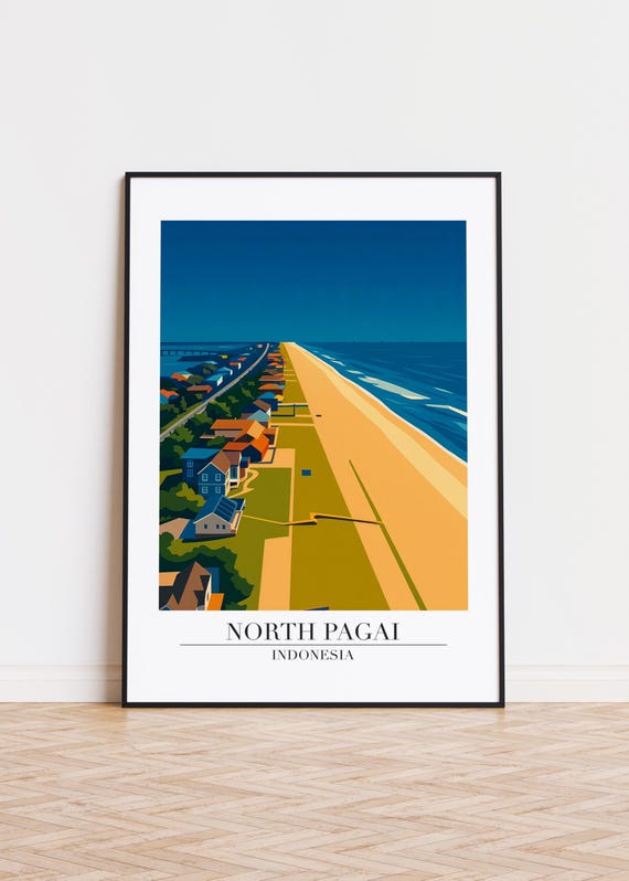 North Pagai Cityscape Poster Modern Indonesia Art Print