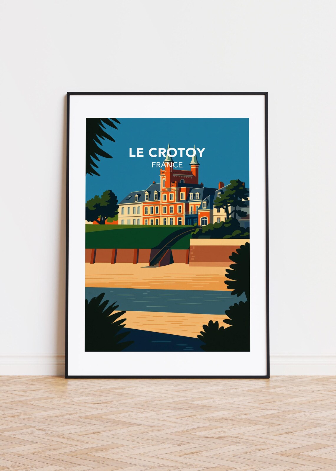 Le Crotoy France Historic Seaside Manor Beach Vintage Travel Poster