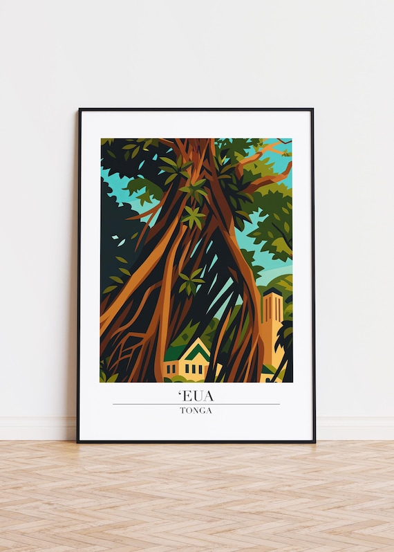 Eua Tonga Giant Banyan Tree Tropical Forest Island Travel Poster