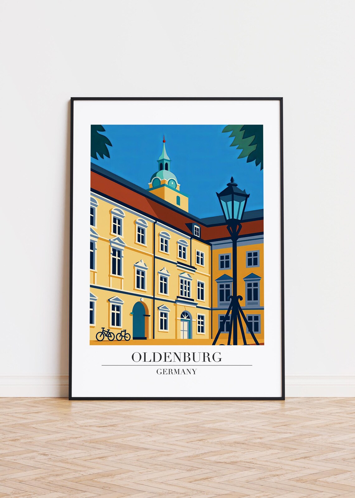 Oldenburg Germany Historic Courtyard Yellow Building Art Poster