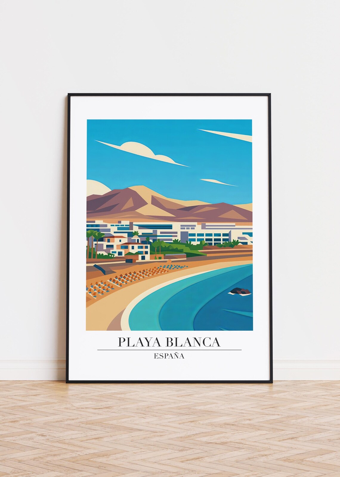 Playa Blanca Spain Beach Resort Travel Illustration Modern Art Poster