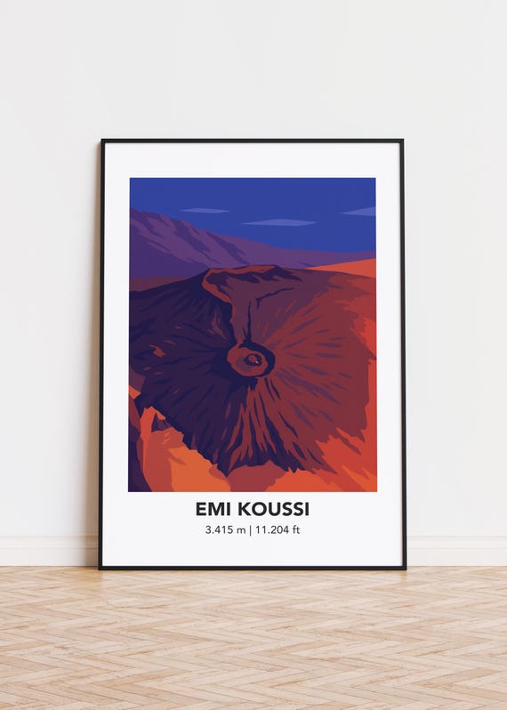 Emi Koussi Mountain Poster Modern Illustration Art Print