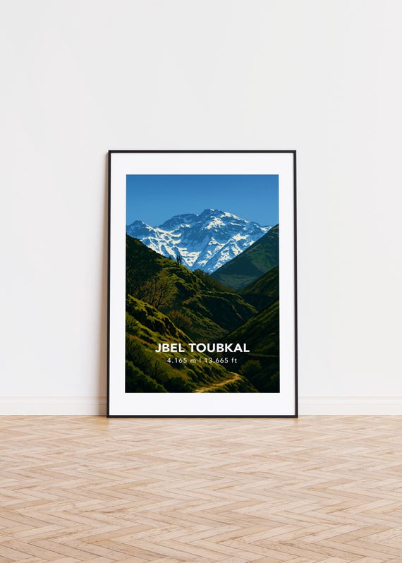 Jbel Toubkal Illustration Mountain Art Print