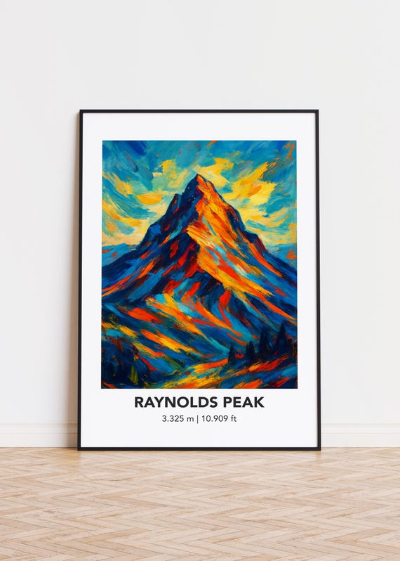 Raynolds Peak Mountain Poster Modern Oil Painting Art Print
