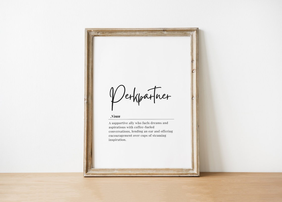 Perkpartner Noun Definition Coffee Friendship Gift Art Poster