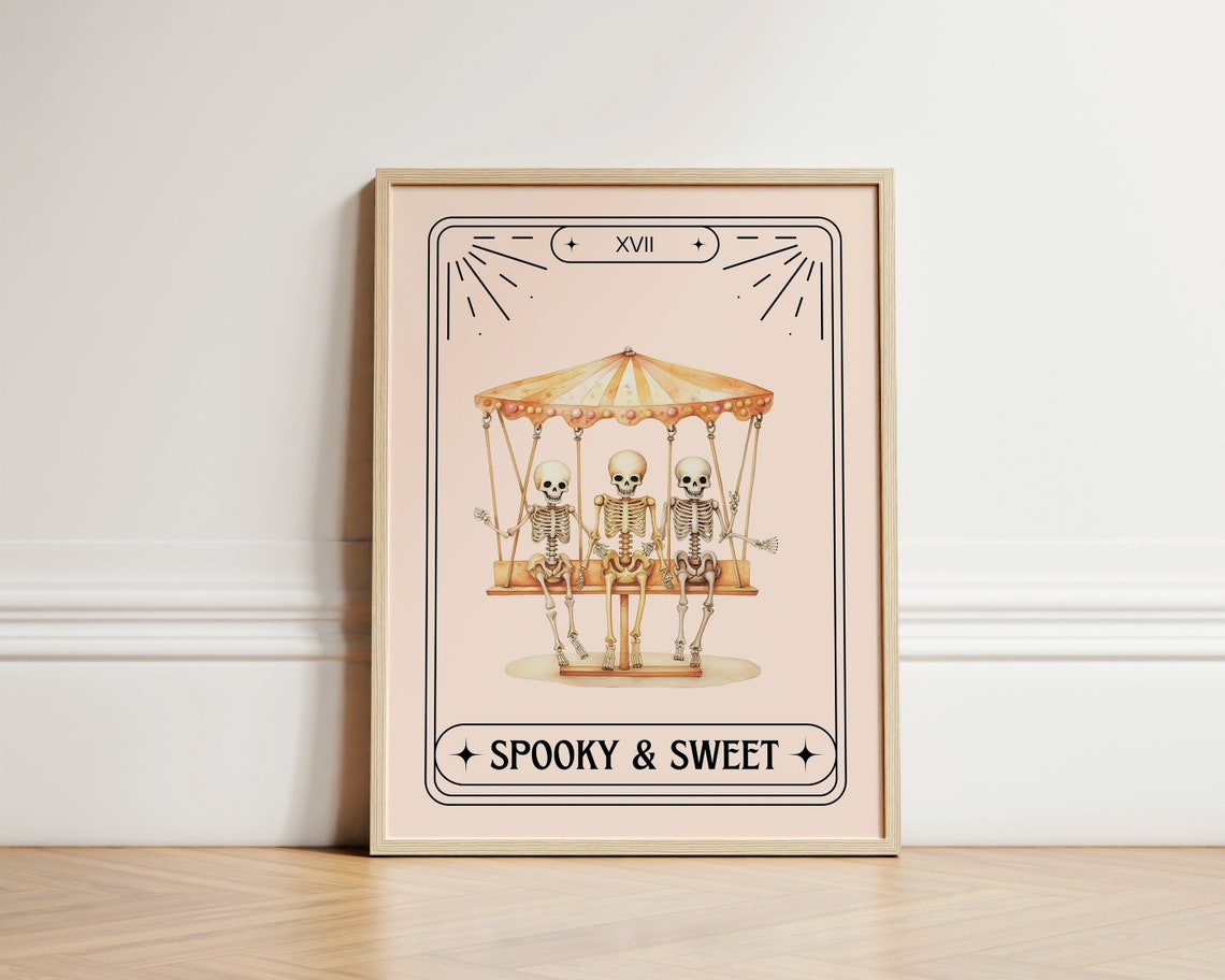 SPOOKY & SWEET Tarot Skeletons Carousel Cute Halloween Poster