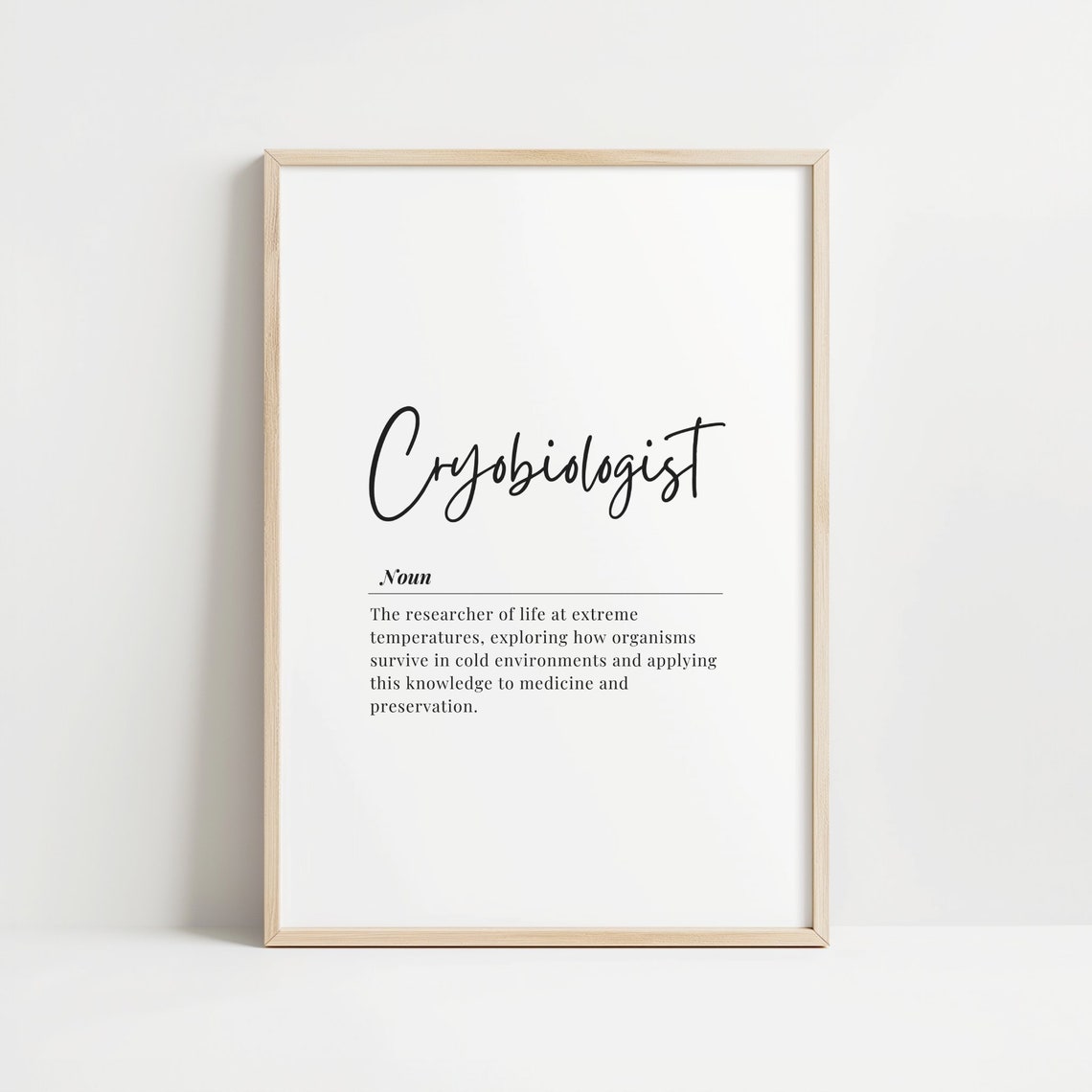 Cryobiologist Definition Script Poster Gift for Science Lovers