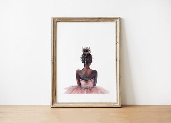 Ballerina Princess Pink Tutu Crown Watercolor Back View Poster