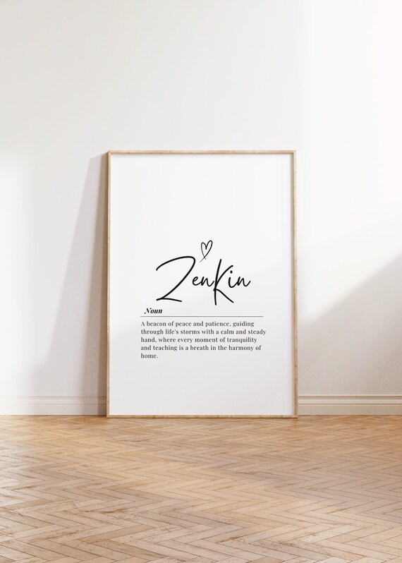 ZenKin Definition Peaceful Calm Minimalist Typography Art Poster